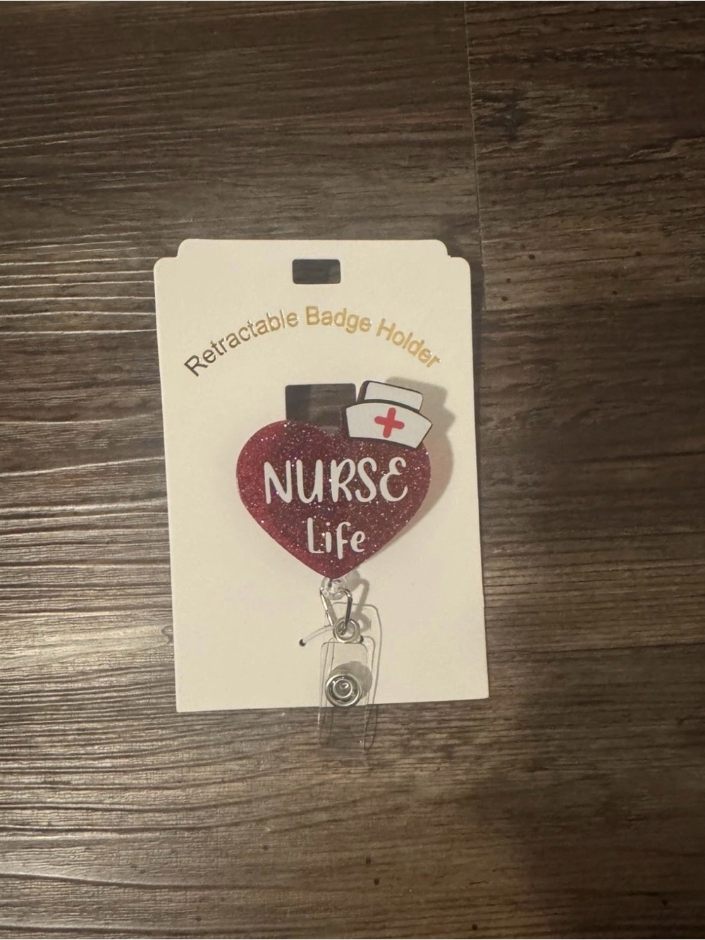 NWT Nurse Life Retractable Badge Holder - Red Heart
